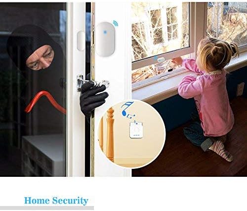 Kit Alarme Intrusion Maison sans Fil pour Portes et Fenêtres, Fonction De Portée 600 Pieds, 52 Mélodies, Capteur De Carillon De Porte Magnétique Enfichable(1 Détecteur sans fil)