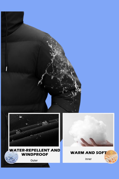 Xnova Manteaux Homme Hiver Décontracté Thermique mi-long Veste avec Capuche Jacket Coupe-vent Manteau Chaude Parka imperméable