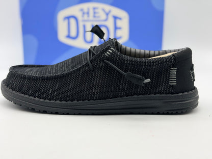 HEYDUDE Wally Stretch Sox - Chaussures pour Hommes - Baskets avec Semelles Confortables - Style Mocassin, Black/Black, 42