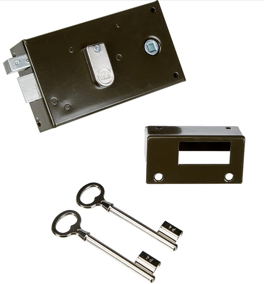 Yale Serrure en applique horizontale à fouillot Gauche - YAH36G - Kaki, 2 Clés fournies, Axe à 55 mm, Carré de 6 mm, Version Gauche - pour Porte intérieure de communication