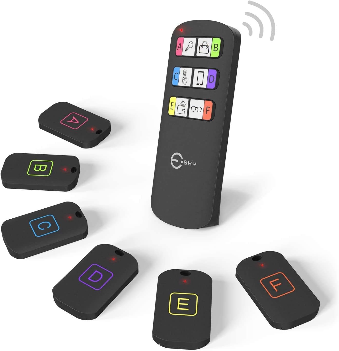 Esky Key Finder, détecteur de clés sans fil avec 6 récepteurs, RF Object Finder, Article Tracker, Animal de compagnie Tracker, Portefeuille Tracker, Bonne idée pour retrouver vos objets perdus