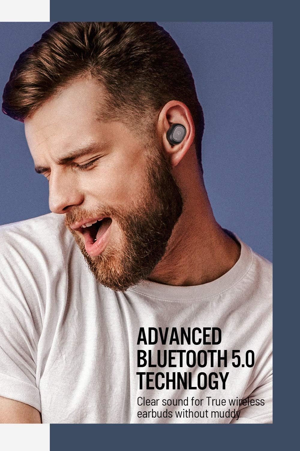 Oreillettes Bluetooth 5.0 Dudios Zeus Air, Écouteurs Bluetooth Longue Autonomie avec Boîte de Charge, Casque Sport Léger TWS Vrai sans Fil, Oreillettes Étanche Intra-auriculaires Antibruit avec Micro pour Smartphone Tablette