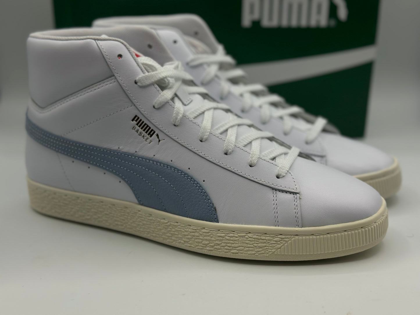 Puma BASKET MID UNISEX - Baskets Montantes - White/Forever Blue/Team Gold/Blanc