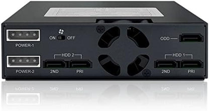 ICY DOCK Backplane Cage, Rack Mobile, boîtier de Rack Robuste métallique Hot Swap pour 2 x SSD Or HDD 2.5" SATA/SAS & Plateau Slim Odd/Graveur DVD pour Baie de 5.25" - Tough Armor MB994IPO-3SB