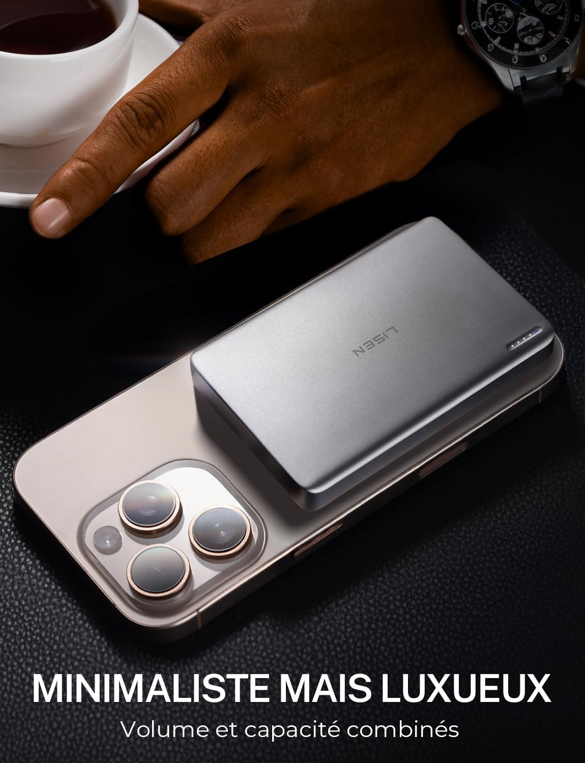 LISEN pour Batterie Externe Magsafe iPhone [1.2 CM Slim Alliage] Power Bank pour iPhone 1,0000mah Batterie Magsafe Magnetique,Voyage Accessoires Chargeur Externe pour iPhone 16/15/14/13/12 Pro Max