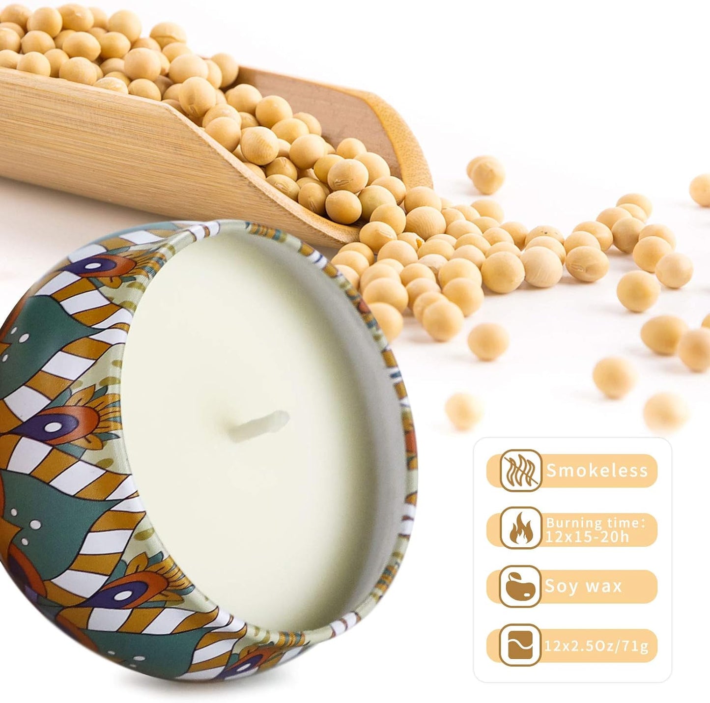 Coffret Cadeau de Bougies Parfumées, 12 bougies d'aromathérapie