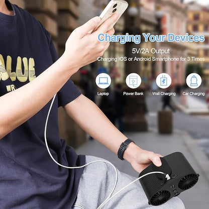 Ventilateur de CEINTURE, 9000mAh Rechargeable avec recharge USB, à 4 Vitesses neuve