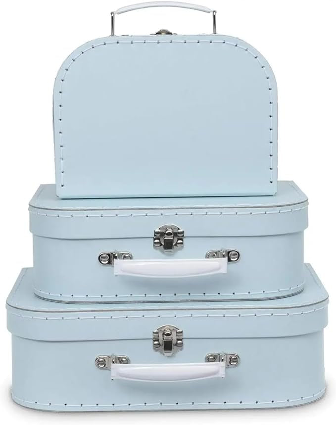 Valises , Lot de 3 - Boîtes Cadeaux emboîtables, Bleu Pastel neuves