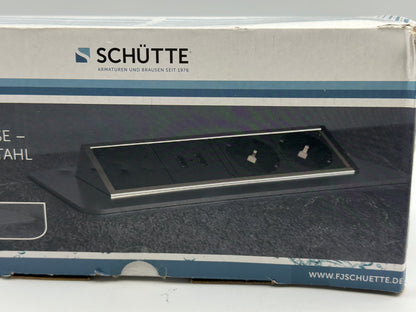 SCHÜTTE Multiprise Pliable pour Plan de Travail (2 Ports USB et 2 Prises de 230 V), Prise encastrable pour la Cuisine à équiper, Prise de Table en Acier Inoxydable