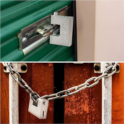 Cadenas robuste de 1 kg avec 5 clés – Serrure monobloc en acier massif trempé