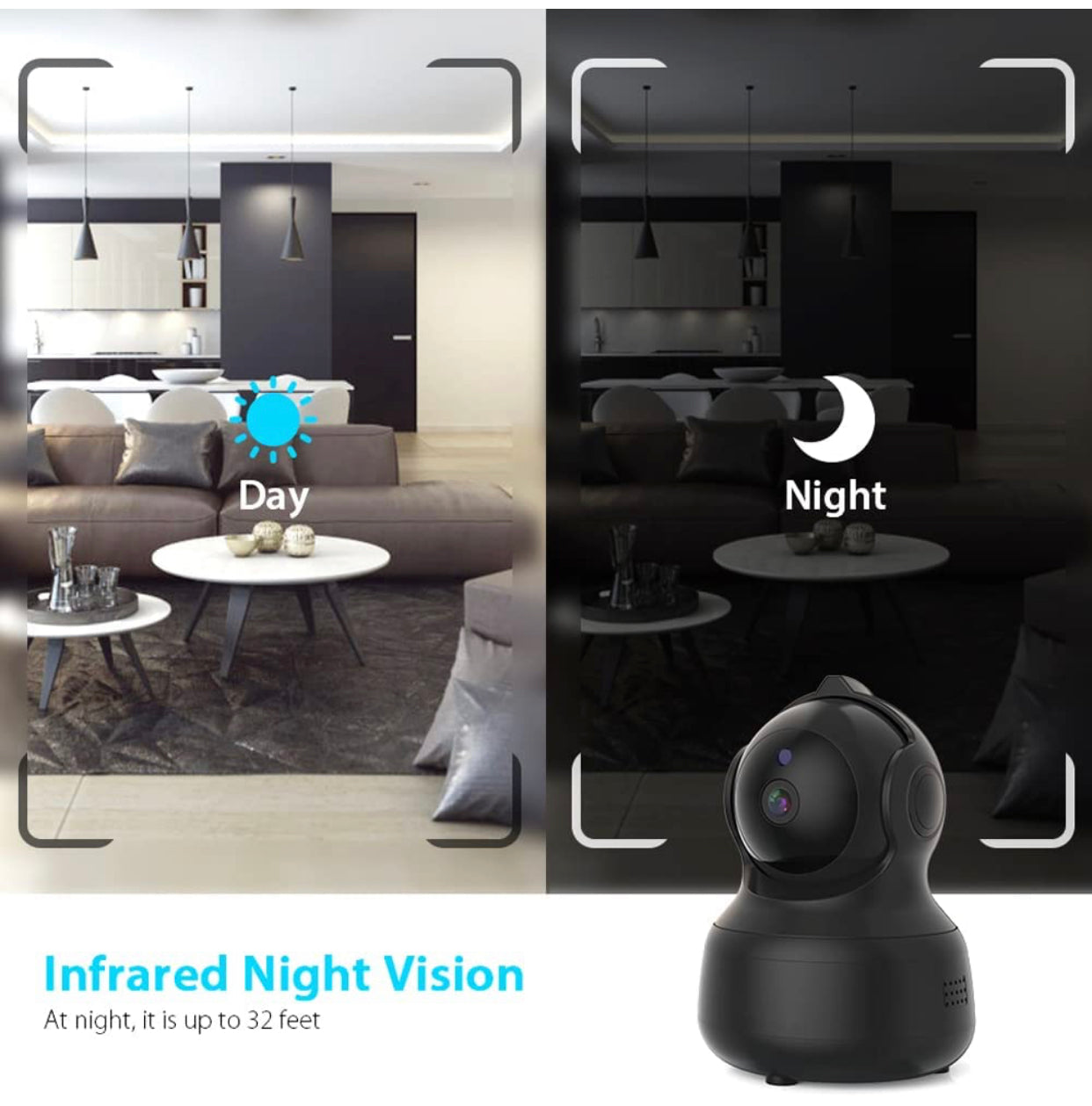 Caméra Surveillance WiFi 1080P IP sans Fil 2,4 G, Vision panoramique avec détection Mouvement neuve