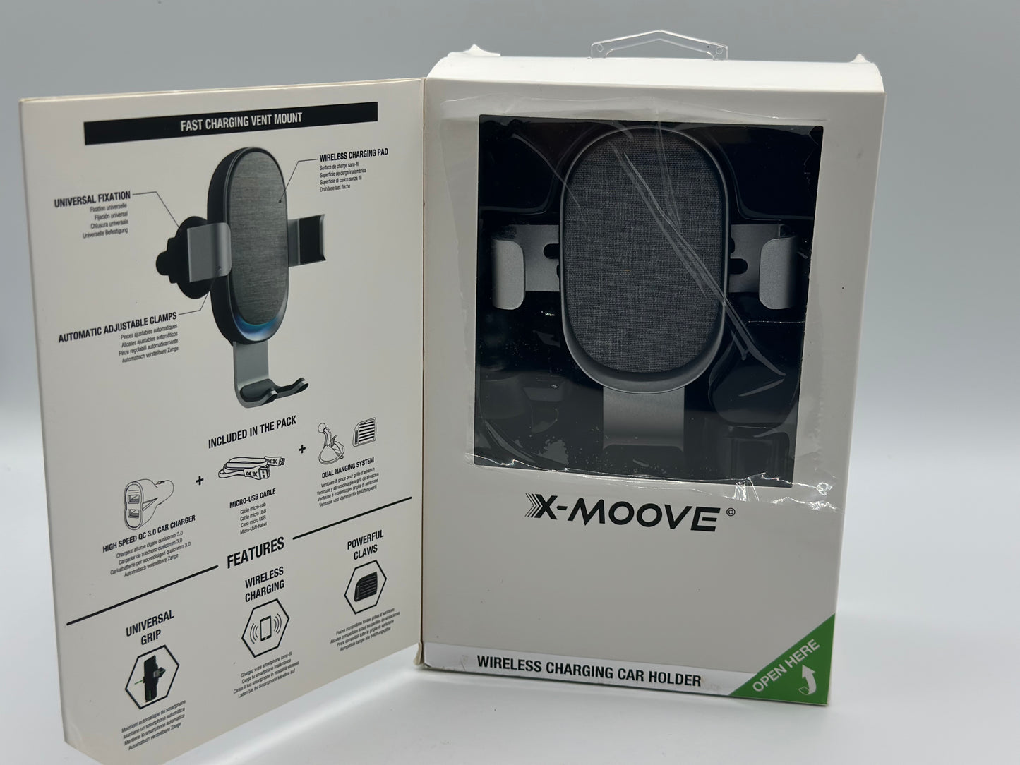 Xmoove - Support Voiture avec Charge sans Fil Rapide Qi - 10W - POWERCAR Contact Inter