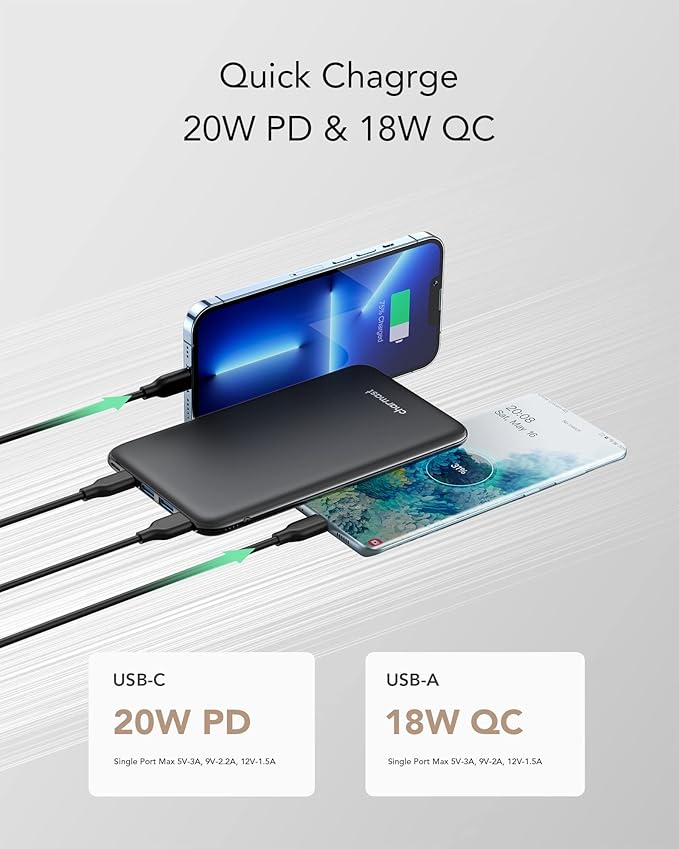 Batterie Externe 26800mAh Power Bank Quick Charge QC 3.0 Batterie Portable Power Delivery avec 4 Sorties et 3 Entrées Ultra Haute Capacité Compatible avec Téléphone