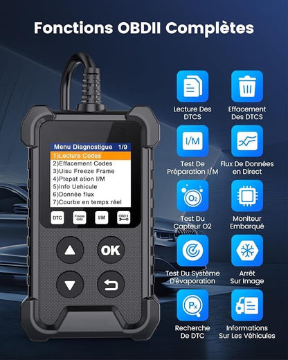 Scanner Lecteur Code Voiture EOBD avec Fonctions OBD2 complètes Vérifier l'outil Diagnostic neuf