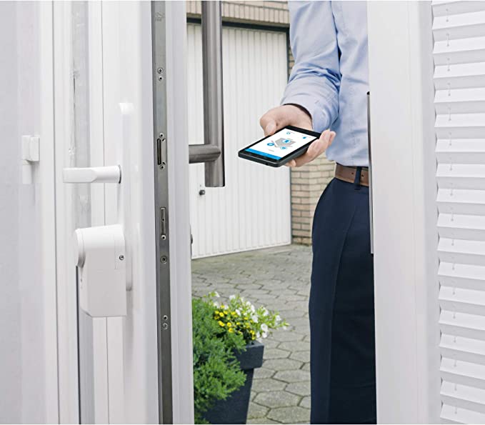 Serrure de porte intelligente Bluetooth, blanche, 5,6 x 5,2 x 11,4 cm neuf