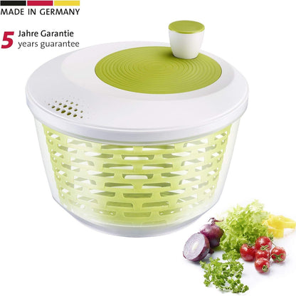 Westmark Essoreuse à Salade, Capacité : 4,4 L, ø 23,5 cm, Plastique, Sans BPA, Spinderella, Couleur: Transparent/Blanc/Vert