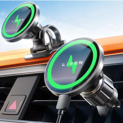 Chargeur sans fils 15W Support Telephone Voiture Induction, Chargeur Magsafe Voiture Rotation à 360°/Puce Intelligente Téléphone Voiture Magnétique Chargeur sans Fil Voiture pour iPhone 15 14 13 Pro Max Samsung