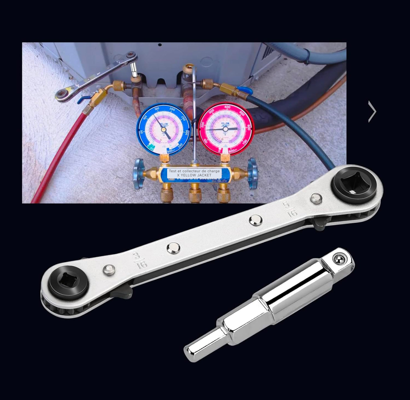 Clé à cliquet multi WADEO, clé dynamométrique 3/8” à 1/4” 4 en 1 tournevis réversible, clé à cliquet double pour climatisation, réfrigérateurs, appareils de réparation