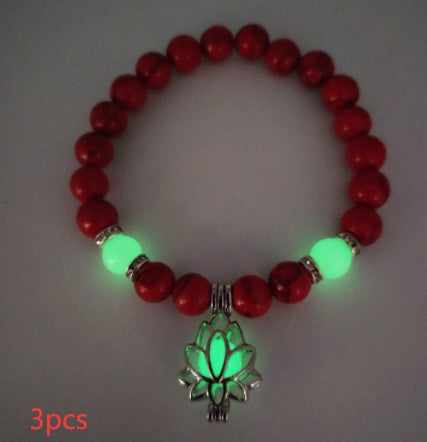 Bracelet "Lotus Lumineux" – Pierre Naturelle, Énergie Yoga & Perles Phosphorescen