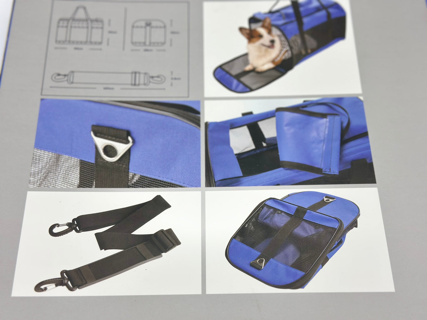 Sac de transport pour petit chien et chat bleu neuf