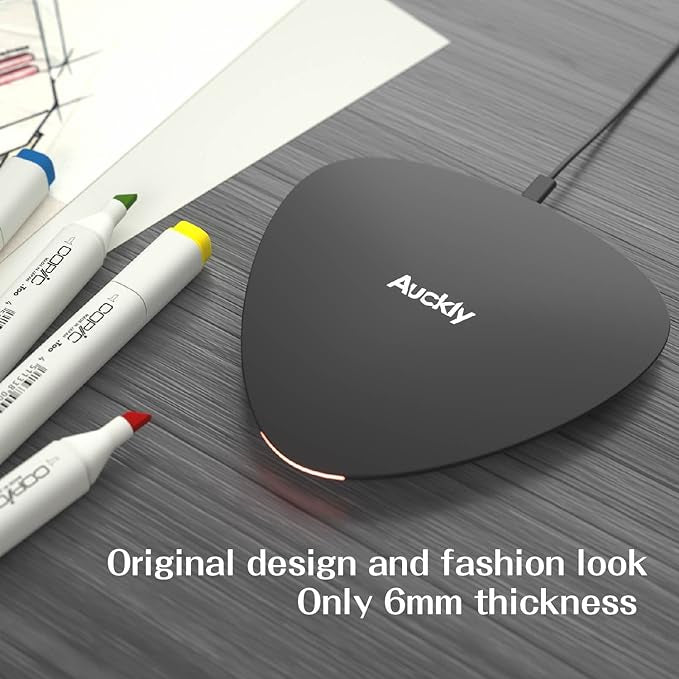 Chargeur sans fil rapide, Auckly 10W Qi Pad chargeur sans fil avec Tapis Anti-dérapant ultra rapide