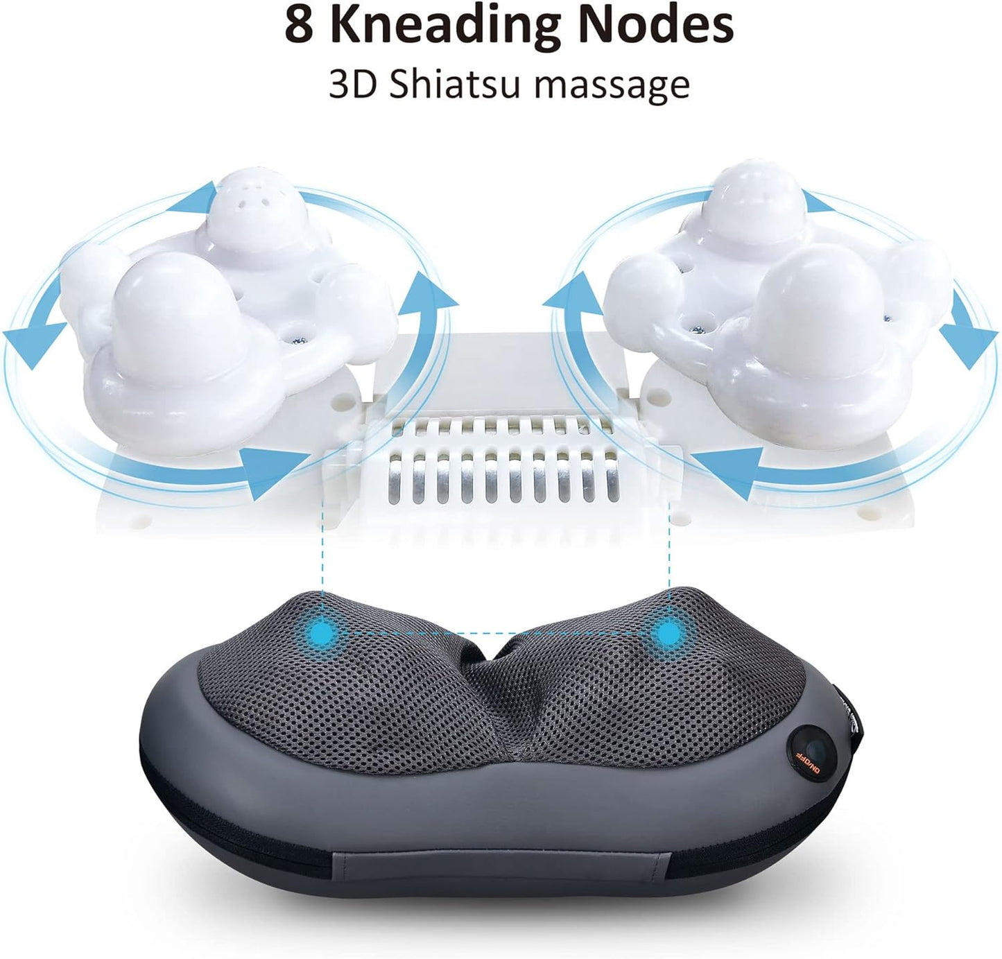 SNAILAX Masseur Shiatsu pour Cou et dos avec Fonction de Chaleur Pétrissage Massage oreiller pour Soulagement des Douleurs Musculaires Cou Dos Nuque Cuisse Epaule Bureau Domicile Voiture SL618
