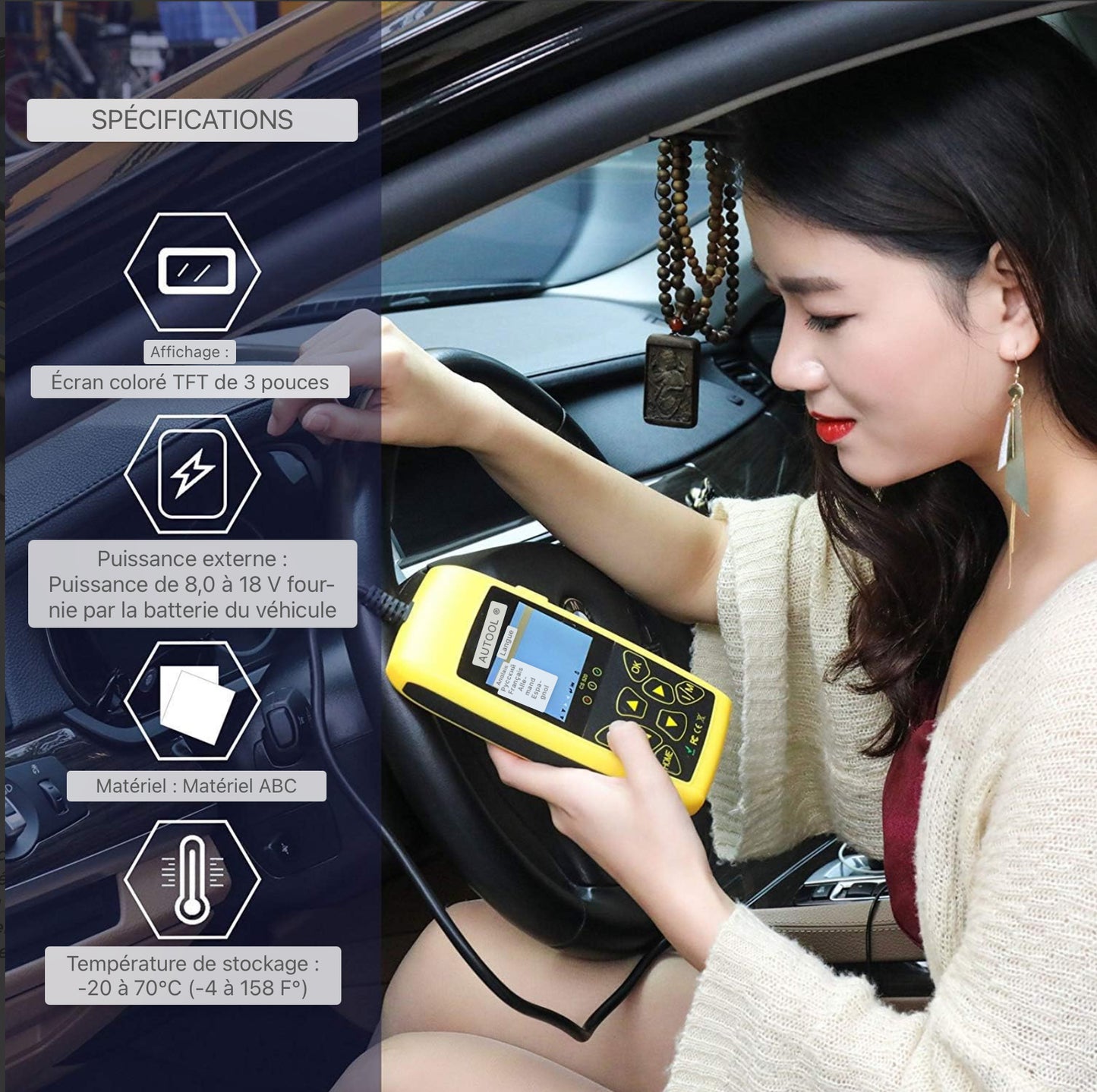 Lecteur de code de voiture AUTOOL OBD2, scanner de système de moteur automobile, outil de diagnostic de code d'erreur pour véhicule universel, CS-520