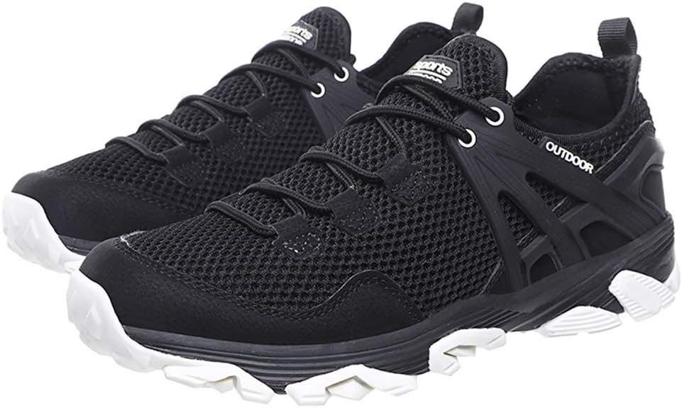 Chaussures de randonnée pour hommes Baskets d'extérieur Baskets antidérapantes légères pour le trekking Chaussures de sport de camping, noir/blanc