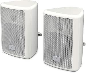 Enceintes Hi-FI Passives d'Étagère - Paire d'Enceintes Stéréo à 2 Voies - Haut-Parleur 75W - Support Mural Inclus - Haut-Parleurs de Graves 4" - Son Surround