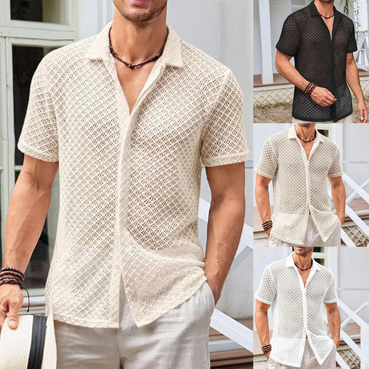 Chemise "Aero-Mesh" – Maille Texturée, Coupe Relax & Style Riviera