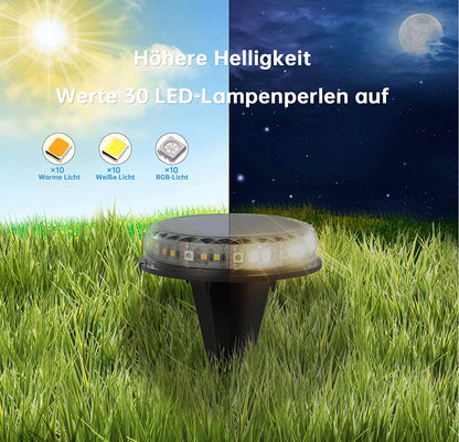 Spots solaires avec télécommande 30 LED RGB avec 21 changements de couleur pour jardin (2pieces)