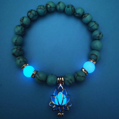 Bracelet "Lotus Lumineux" – Pierre Naturelle, Énergie Yoga & Perles Phosphorescen