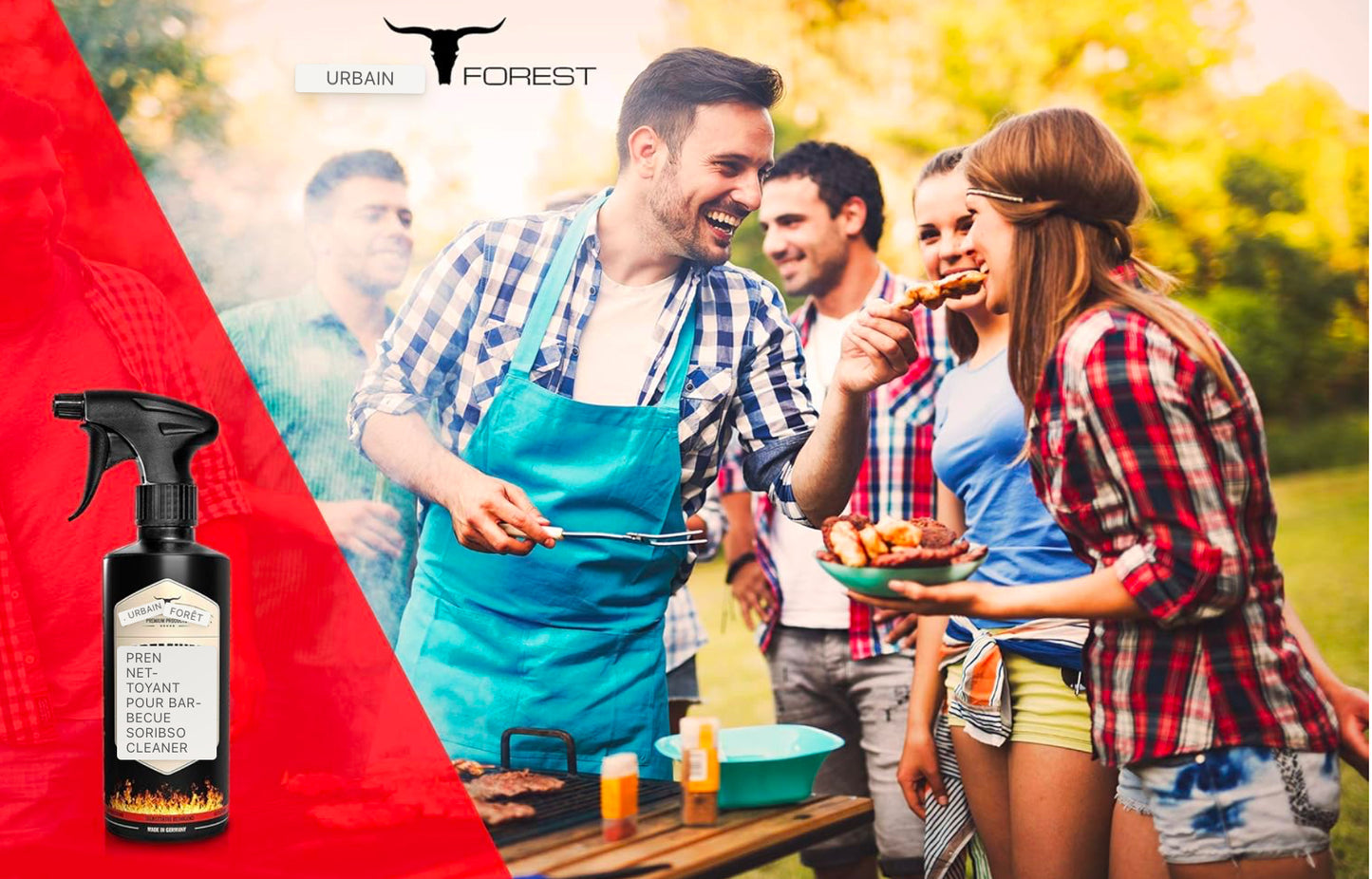 URBAN FOREST® Premium Nettoyant pour gril avec formule de puissance active 500ml contre les dépôts tenaces, la suie et la graisse | Nettoyant pour gril pour le nettoyage du gril pour barbecue à gaz Grille de gril en fonte en acier inoxydable et bien plus