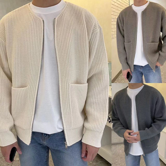 Gilet "Nordic" en Maille Côtelée – Coupe Relax & Zip Intégral