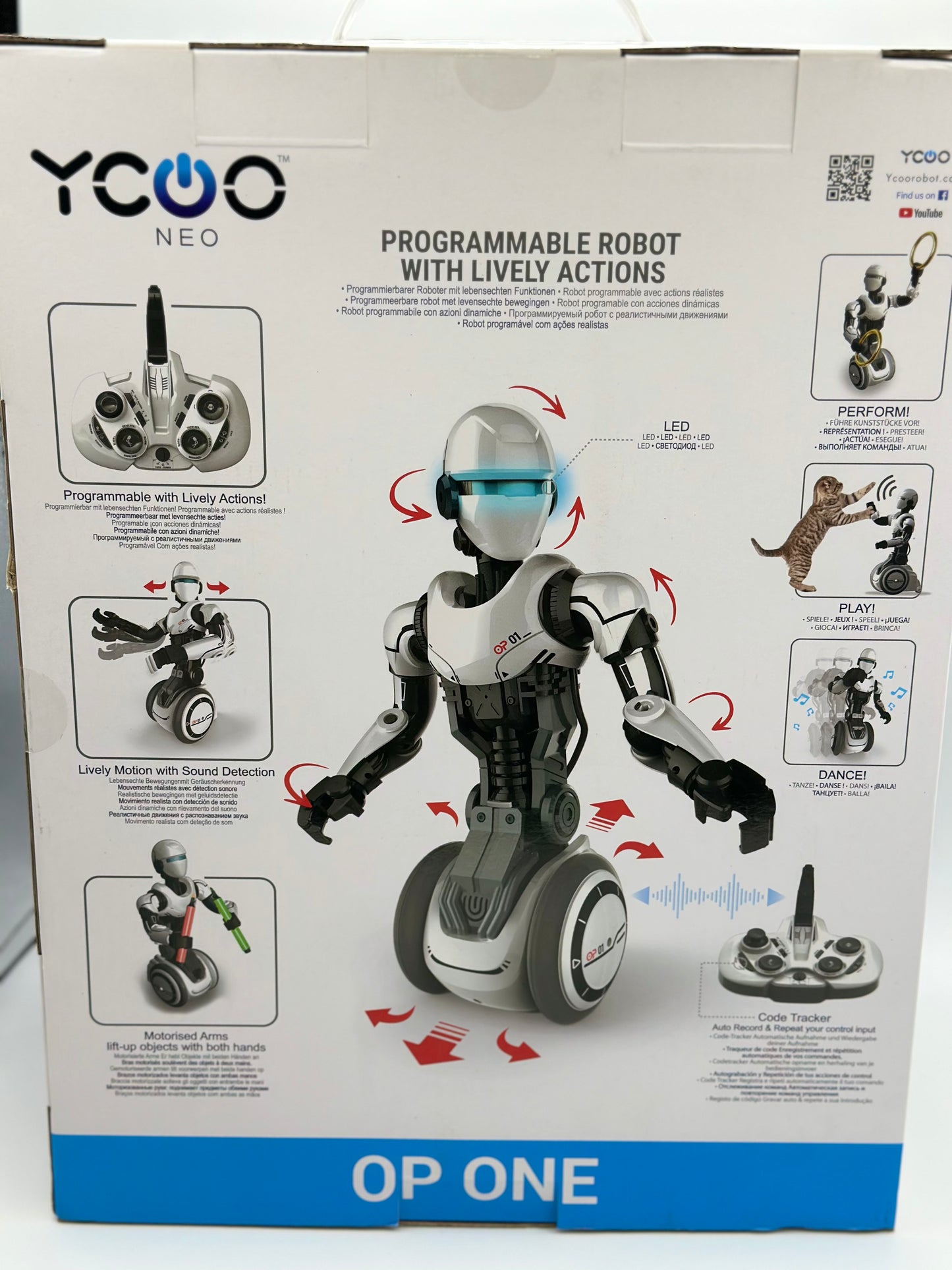 Ycoo by Silverlit - O.P One - Robot Radiocommandé Programmable 36 cm - Mode Espion et Possibilité d'enregistrer des Messages, Bras et Tête Articulés