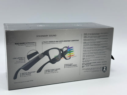 Lunettes à filtre anti-lumière bleue ou lunettes de soleil audio (Rectangle, Large) (Son à faible latence, Conception IPX4 résistante à l’eau, Micro intégré et haut-parleurs) Noir Razer Anzu