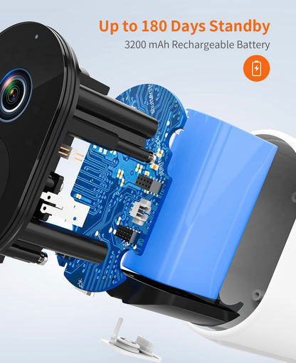 Caméra Surveillance WiFi Extérieure sans Fil, 2Cameras +Base, IP 1080P avec Reconnaissance Faciale