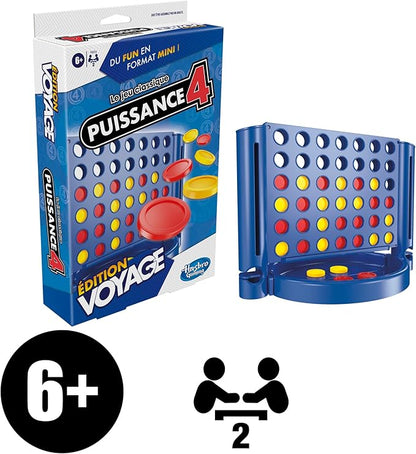 Gaming Puissance 4 édition Voyage, Jeu de société, Portable et multijoueur, Jeux de Voyage, Jeux d'empilement pour Enfants à partir de 6 Ans, Parfait pour l'été.