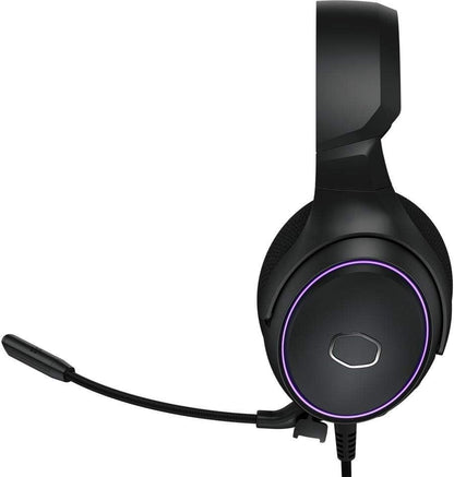 Casque de jeu Cooler Master RGB avec son surround virtuel 7.1 - Multiplateforme compatible avec les haut-parleurs audio en néodyme de 50 mm, un micro à flèche ultra-transparent et un cadre portable - USB de type A, noir