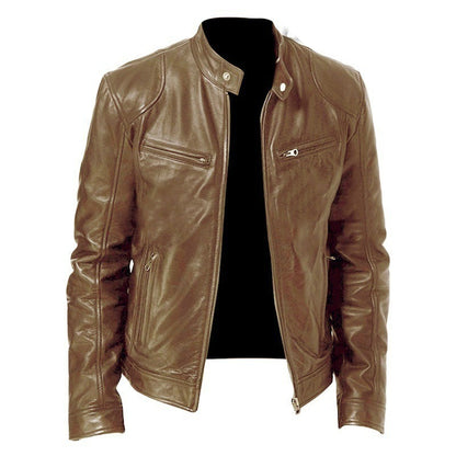Veste "Urban Rider" en Cuir PU – Col Montant & Coupe Ajustée