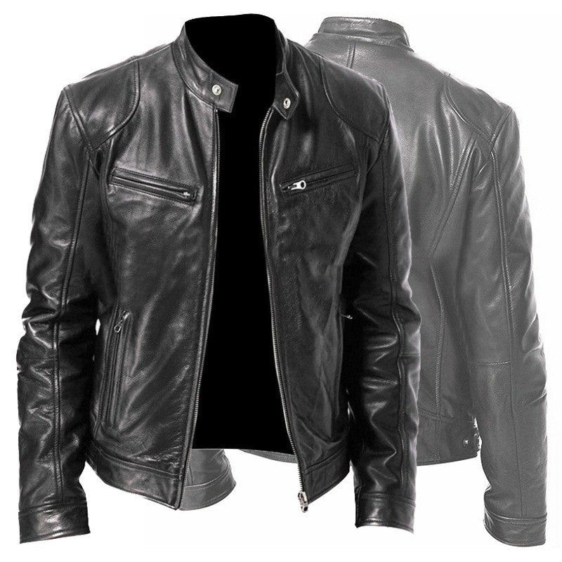 Veste "Urban Rider" en Cuir PU – Col Montant & Coupe Ajustée