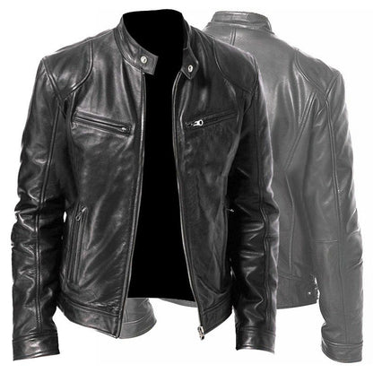 Veste "Urban Rider" en Cuir PU – Col Montant & Coupe Ajustée