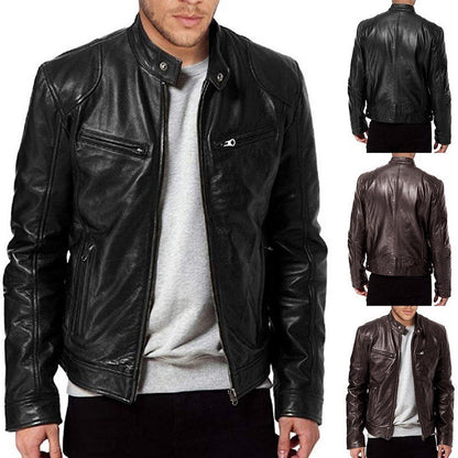 Veste "Urban Rider" en Cuir PU – Col Montant & Coupe Ajustée