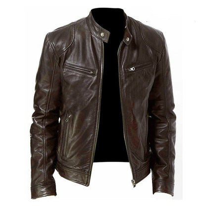 Veste "Urban Rider" en Cuir PU – Col Montant & Coupe Ajustée