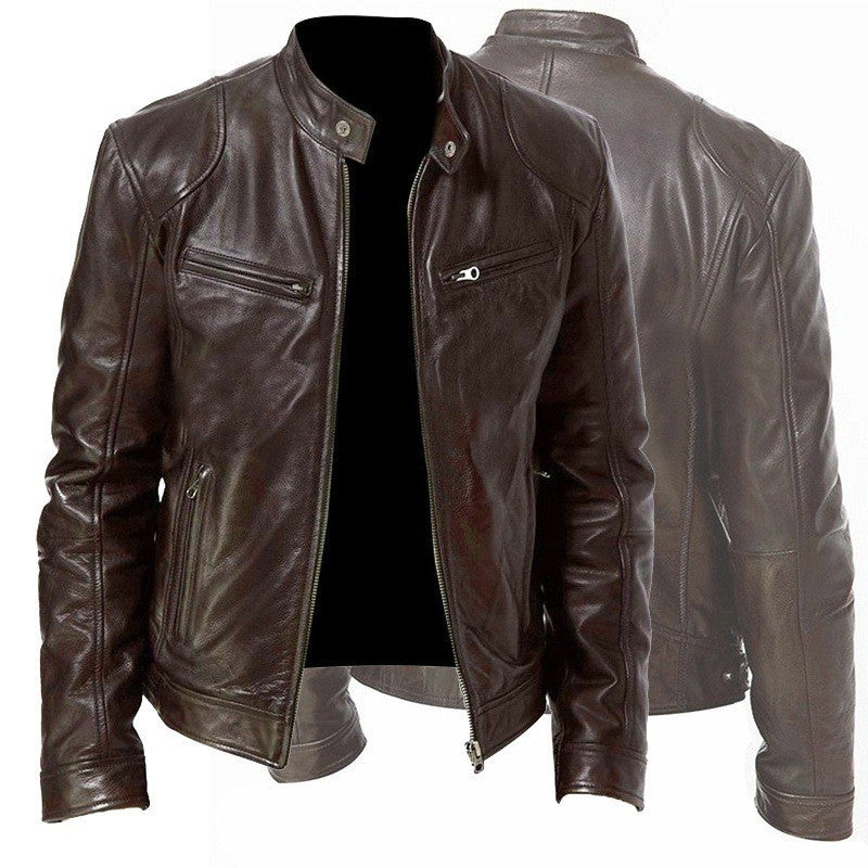 Veste "Urban Rider" en Cuir PU – Col Montant & Coupe Ajustée