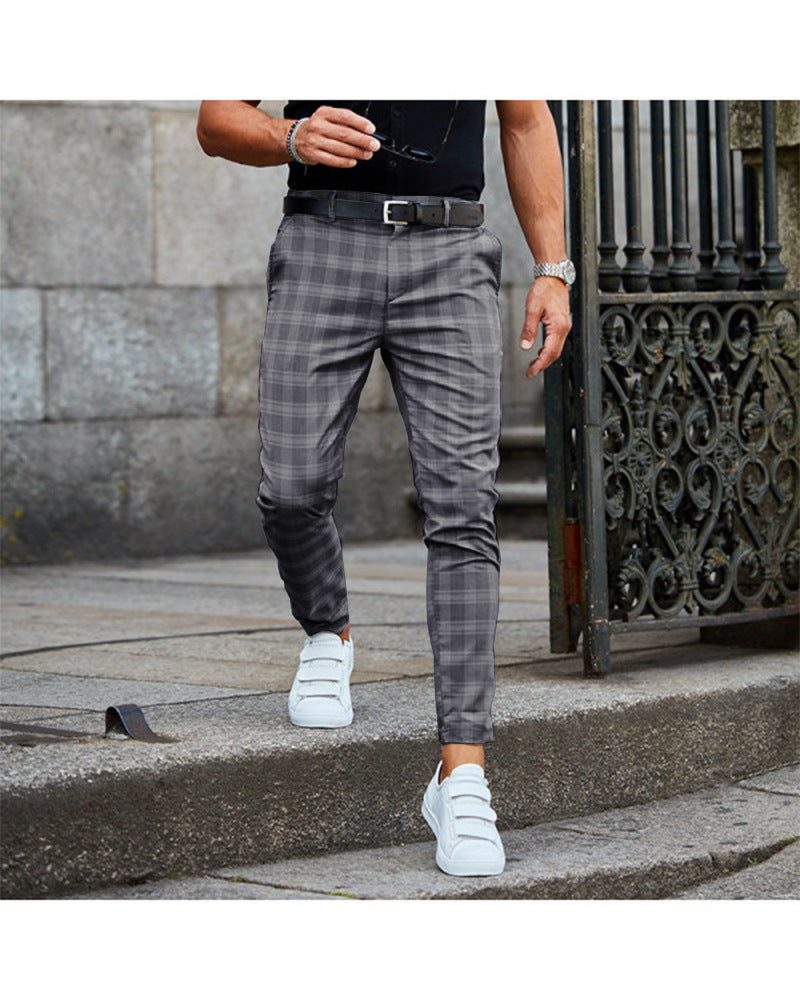 Pantalon à carreaux Pantalon décontracté pour hommes ample et fin