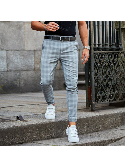 Pantalon à carreaux Pantalon décontracté pour hommes ample et fin