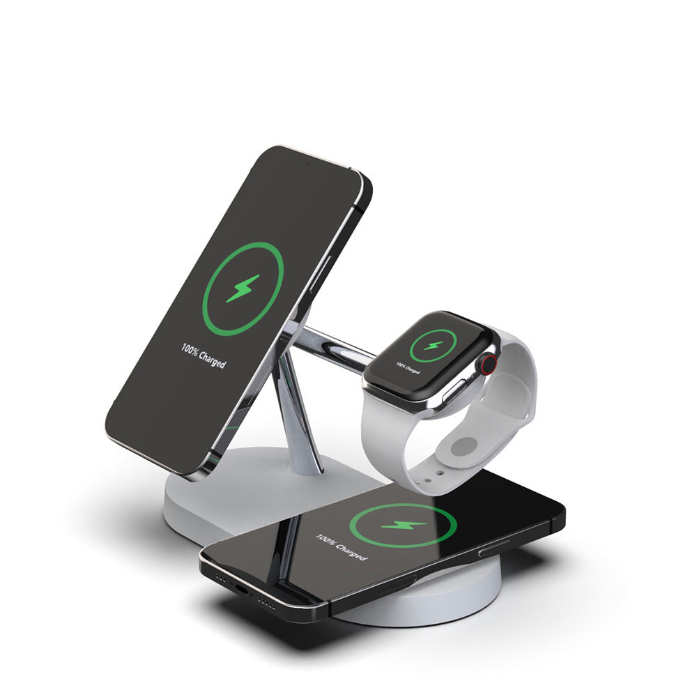 Multifonctionnel cinq en un magnétique sans fil chargeur de montre casque de bureau support de téléphone portable chargeur 15W charge rapide