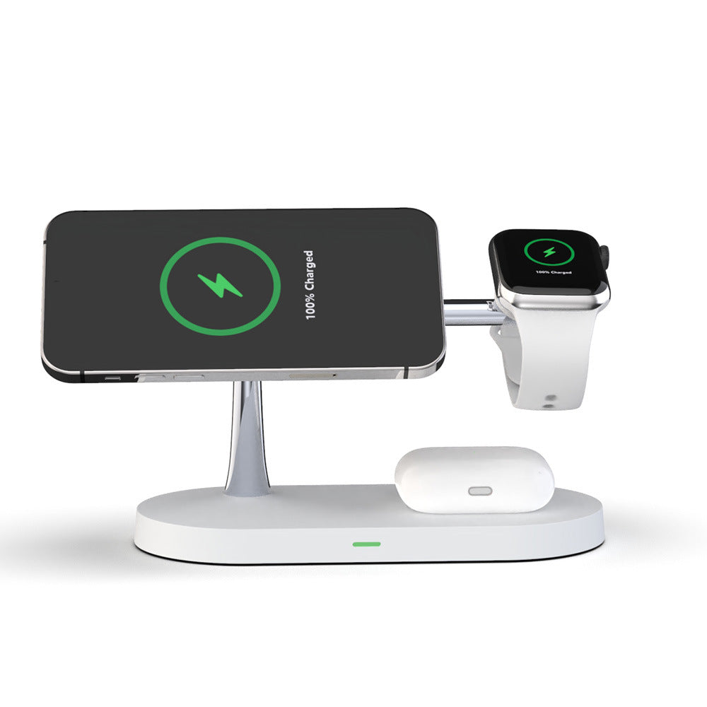Multifonctionnel cinq en un magnétique sans fil chargeur de montre casque de bureau support de téléphone portable chargeur 15W charge rapide