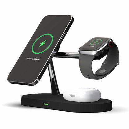 Multifonctionnel cinq en un magnétique sans fil chargeur de montre casque de bureau support de téléphone portable chargeur 15W charge rapide
